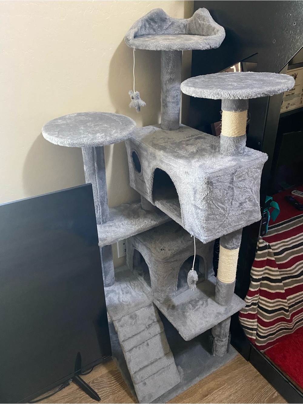 Multi-Level Gray Cat Tree with Perches and Hideaways